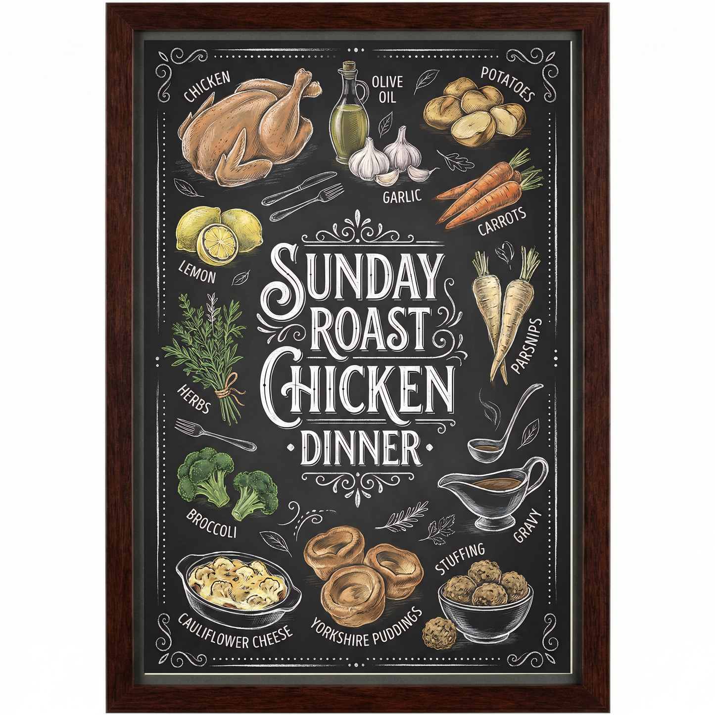 Sunday Roast Chicken Dinner Close Frame mockup