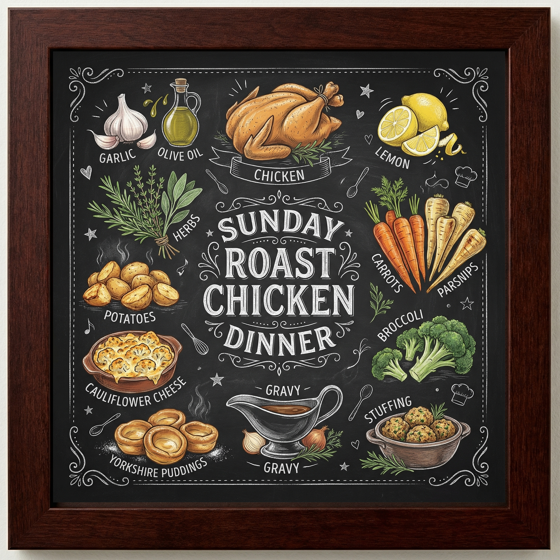 Sunday Roast Chicken Dinner Close Frame mockup