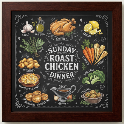 Sunday Roast Chicken Dinner Close Frame mockup