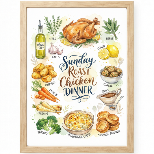 Sunday Roast Chicken Dinner Close Frame mockup