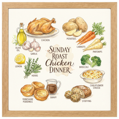 Sunday Roast Chicken Dinner Close Frame mockup