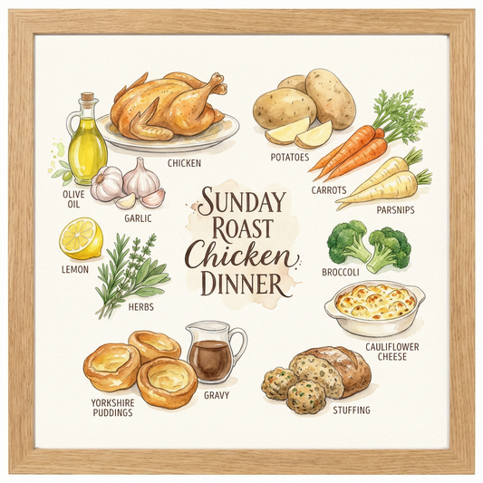 Sunday Roast Chicken Dinner Close Frame mockup