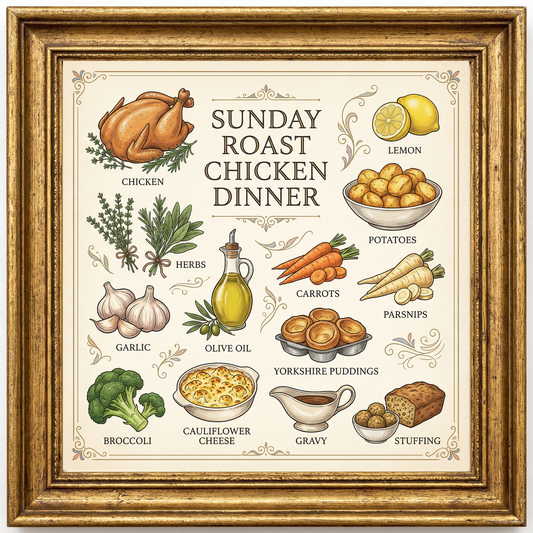 Sunday Roast Chicken Dinner Close Frame mockup